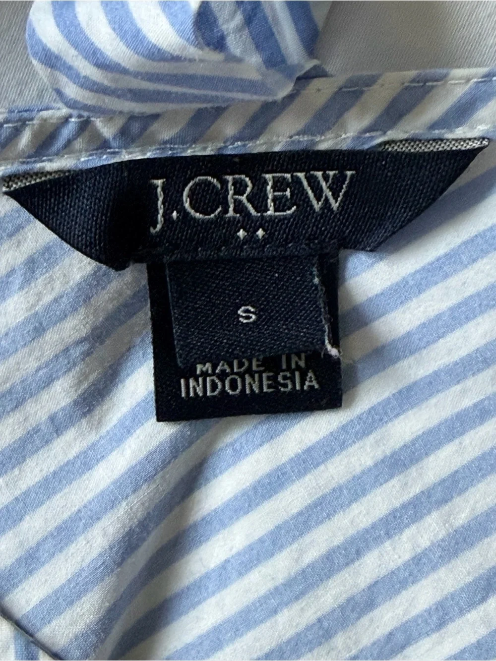 J. Crew Blue & White Cotton Striped Hampton Style Bow Tie Back Peplum Sz Small